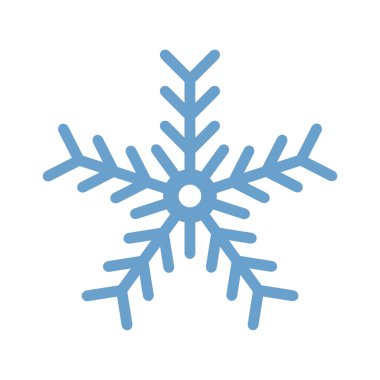 Beyaz arkaplanda mavi kar tanesi simgesi izole edildi. Yeni yıl tasarım unsuru, donmuş sembol. Düz vektör illüstrasyonu