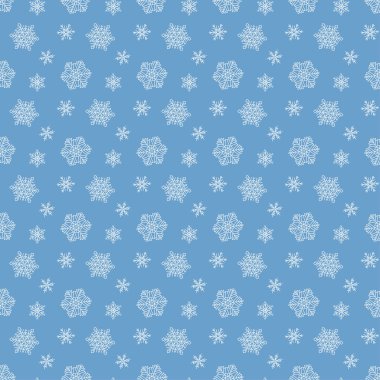 Basit, pürüzsüz bir kar tanesi. Mavi arka planda beyaz kar. Soyut arkaplan, kaplama dekorasyonu. Kış sembolü, mutlu noeller, mutlu yeni yıl kutlamaları. Düz vektör illüstrasyonu