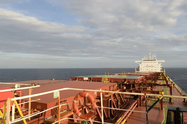 deck and accommodation of a panamax bulk carrier from forward area