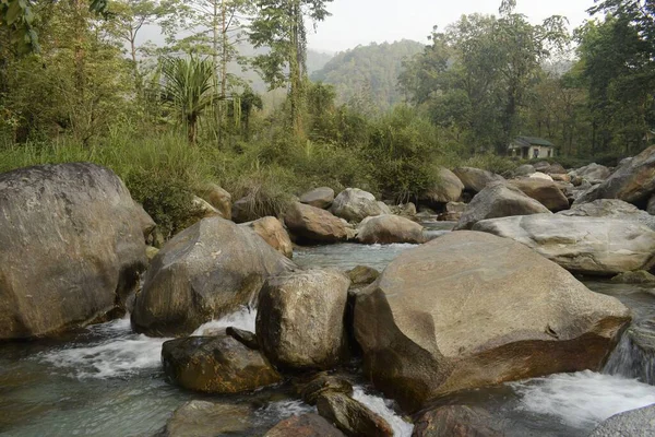 Letto Fiume Jhalong Con Dintorni Forestali Bengala Occidentale India — Foto Stock