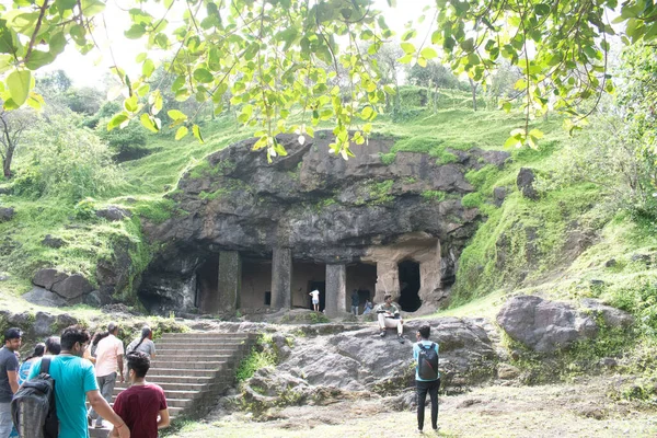 Пещеры Элефанта Нави Мумбаи Индия Августа 2023 Года Знаменитая Скала — стоковое фото