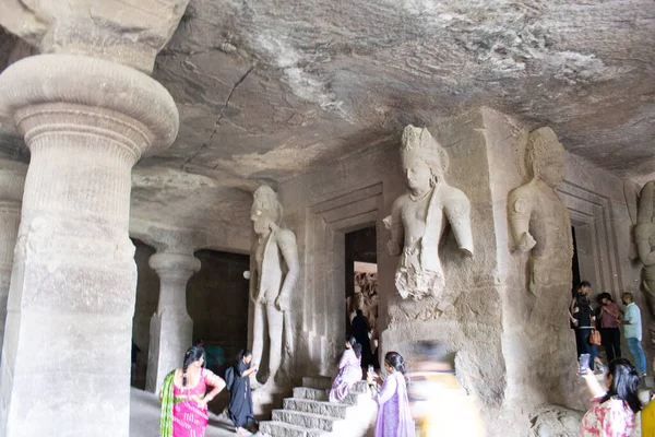 Σπήλαιο Elephanta Navi Mumbai Ινδία Αυγούστου 2023 Ερειπωμένη Διατηρημένη Πέτρα — Φωτογραφία Αρχείου