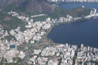 Rio de Jeneiro şehrinin kısmi manzarası, Corcovado Dağı 'ndan Brezilya 