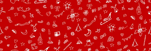 Patrón Sin Costuras Navidad Con Diferentes Símbolos Navidad Envoltura Regalo — Archivo Imágenes Vectoriales