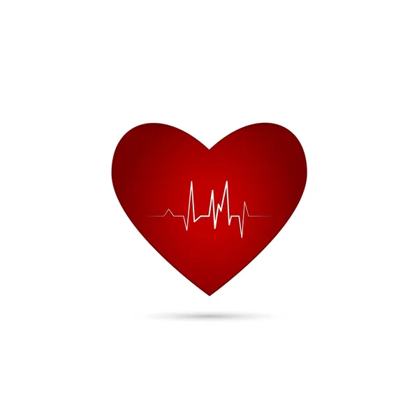 Red Heart Heart Rhythm Cardiogram Vector Icon — Stock Vector