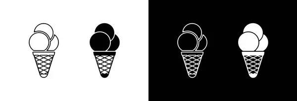 Ice Cream Icon Two Variations White Black Background — Stock Vector