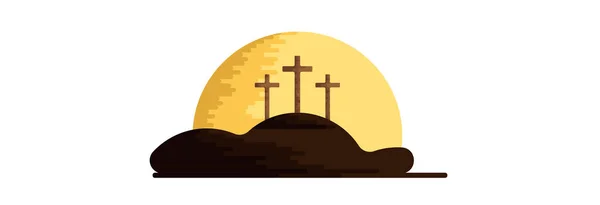 Trzy Krzyże Górze Golgoty Święto Zmartwychwstania Jezusa Chrystusa — Wektor stockowy