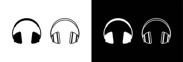 Headphones White Black Background Design Element Advertising Banner Shirt Notebook — Stock Vector