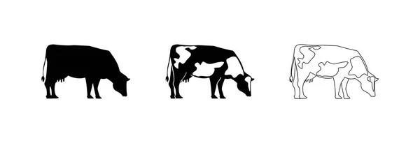 Icono Vaca Sobre Fondo Blanco Diferentes Versiones Símbolo Vaca Para — Archivo Imágenes Vectoriales