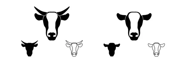 Icon Cow Head Horns Horns White Background — Stock Vector