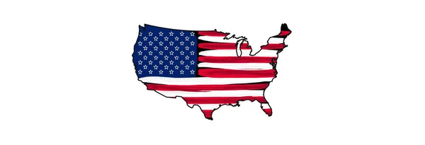 アメリカの国旗を掲げたアメリカの地図 — ストックベクタ