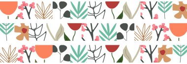 Yapraklı çiçek desenleri. Soyut dikişsiz desen.