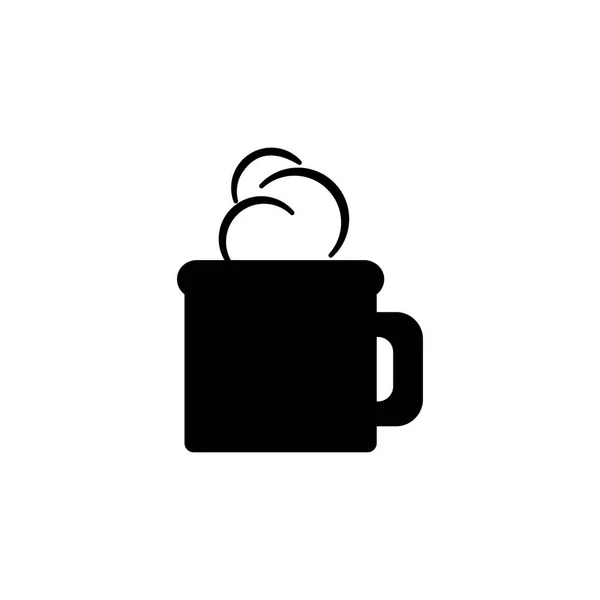 Fekete Ikon Egy Csésze Forró Tea Fehér Alapon — Stock Vector