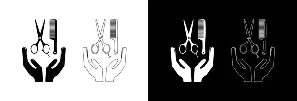 Scissors Comb Hands Barber Shop Icon — Stock Vector