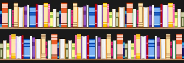 Large Shelf Various Books Seamless Pattern — Stock Vector