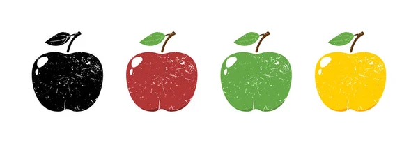 Icono Apple Estilo Retro Diferentes Colores — Vector de stock