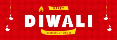 Hindistan 'ın ışıklarının Diwali festivali, mutlu bayramlar için parlak bayrak.
