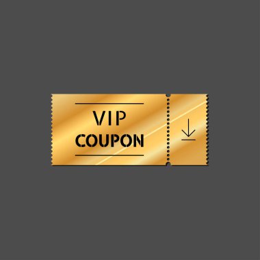 Gold vip coupon template on dark background. clipart