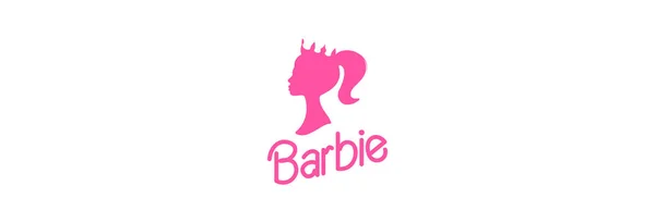 Beyaz arka planda pembe bir Barbie bebek silueti..