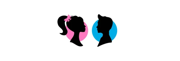 Silhouette Noire Garçon Une Fille Poupée Barbie Poupée Ken — Image vectorielle