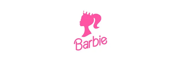 Uma Silhueta Rosa Uma Boneca Barbie Fundo Branco Gráficos De Vetores