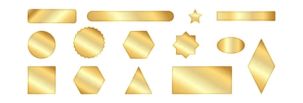 Zestaw Złotych Geometrycznych Kształtów Zestaw Różnych Ikon — Wektor stockowy