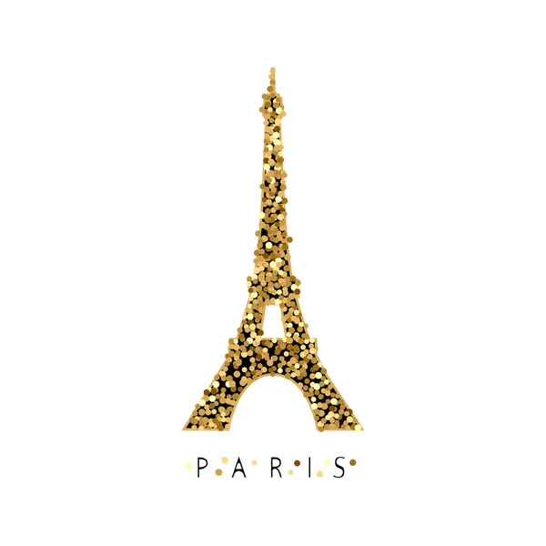 Beyaz Arka Planda Altın Eyfel Kulesi Simgesi Paris — Stok Vektör