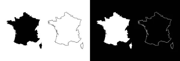 Franciaország Vektortérképe Elszigetelt Fehér Fekete Alapon — Stock Vector
