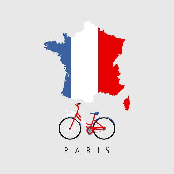 Paris Plan Vélo Aux Couleurs Nationales France — Image vectorielle