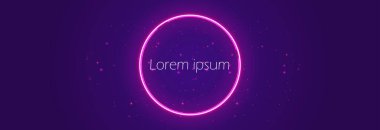 Mor arkaplanda parlak pembe neon daire.