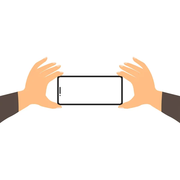 Mãos Segurando Telefone Para Foto Selfie — Vetor de Stock
