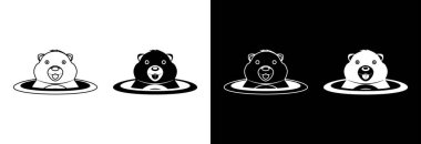 Mutlu bir dağ sıçanı yerdeki bir delikten izler. Köstebek Günün kutlu olsun..