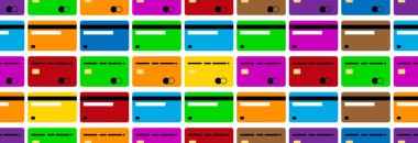 Banka kartı farklı renklerde, kusursuz desenli..