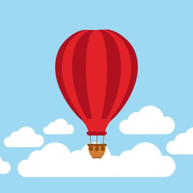 Beyaz bulutların arasından gökyüzüne yükselen bir balon.