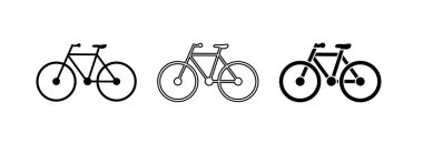 Beyaz arkaplanda bisiklet simgesi seti.