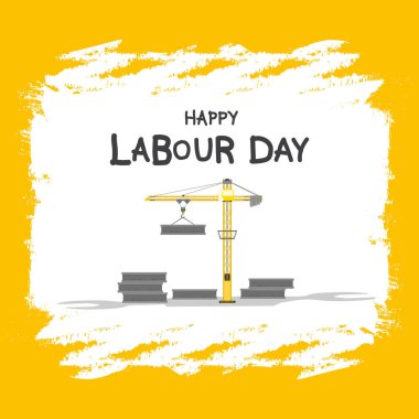 İşçi Bayramı 'nız kutlu olsun, bir vinç beton blokları yığıyor..