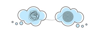 Kafa karıştırıcı ve kafa karıştırıcı bir konuşma. Düşüncelerde kaos, konsept psikoloji, akıl sağlığı, iç dünyayı düzenleme. 