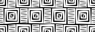 Beyaz arkaplanda siyah geometrik kare. Kusursuz desen.