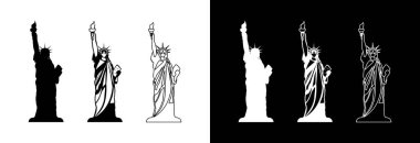 Siyah beyaz arkaplanda Özgürlük Heykeli simgesi.