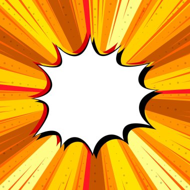 Kabarcık konuşma patlaması, patlama ve ifade. Çizgi roman tarzı ifade için boş bir yıldız patlaması çerçevesi.