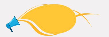 Megafon bomba haber veriyor. Farklı reklam türleri için şablon.