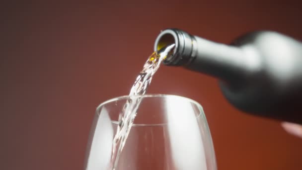 Gül Şarabı Şişeden Şarap Kadehine Dökülüyor Yavaş Çekim — Stok video