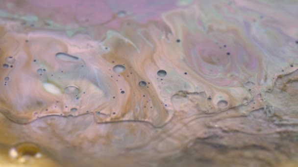 液体に流れる柔らかいパステルアクリル色 概要マクロ背景 — ストック動画