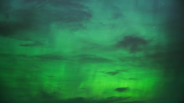 Avond Lucht Verlicht Met Helder Groene Kleur Van Northern Lights — Stockvideo