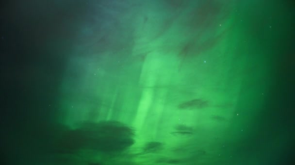 天空闪烁着北极光的明亮的绿色 时间流逝 — 图库视频影像