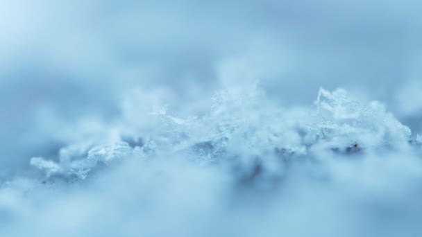 Buz Kar Kristallerinin Makro Görüntüsü Yavaş Çekim Uzaklaşın — Stok video