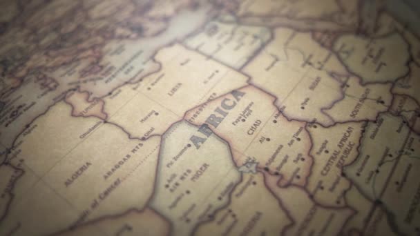 Africký Kontinent Historické Mapě Politického Světa Zpomalený Pohyb Sledování Obloukového — Stock video