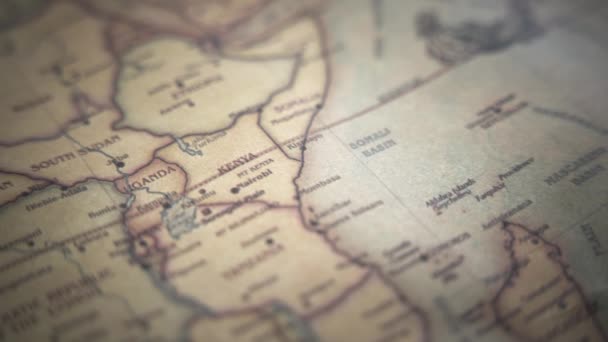 Kenya Una Mappa Del Mondo Politico Vintage Rallentatore Inseguimento Arco — Video Stock