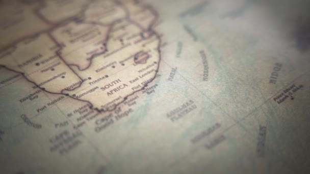 Sud Africa Una Mappa Del Mondo Politico Vintage Rallentatore Inseguimento — Video Stock