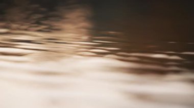 Gün batımında dalgalı su yüzeyini kapatın. Yavaş çekim. 